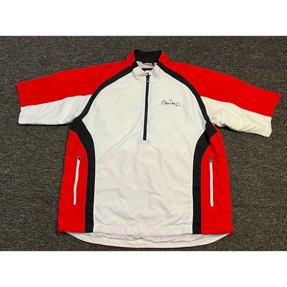 FootJoy FJ Shirt Mens Medium Red White Golf Quarter Zip Short Sleeve Athletic